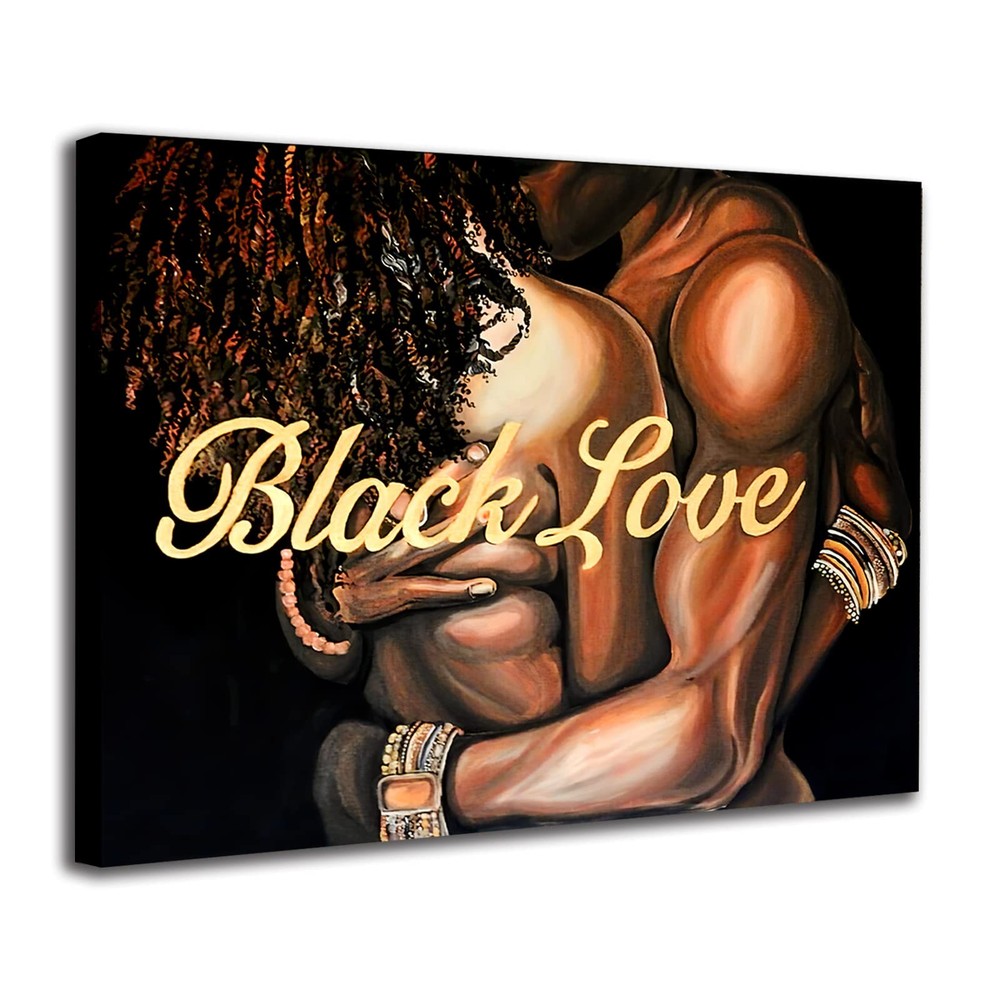 Mislojade African American Wall Art Black Love Canvas 18″L x 12″W,