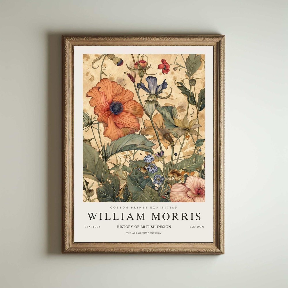 William Morris Kew Gardens Poster, Vintage Floral Wall Art Decor