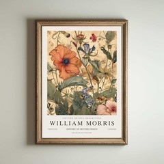 William Morris Kew Gardens Poster, Vintage Floral Wall Art Decor