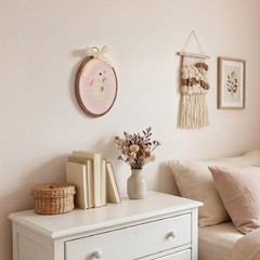Pink Bunny Nursery Wall Art Vintage Oval Framed Wall Decor with Bow Rustic Co…