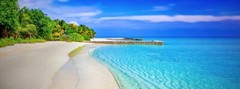 Hawaii Sandy Beach Palm Trees Tropical Paradise Vacation Art Gallery Canvas Wrap