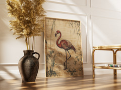 Vintage Flamingo Poster, Tropical Bird Botanical Wall Art Home Decor Print Gifts