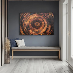 Tree Rings Brown Wood Framed Canvas Wall Art Decor, Nature, Natural Rustic Cabin