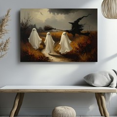 Wall Art Countryside Ghost Walk Canvas Autumn Halloween Scene With Rustic Charm