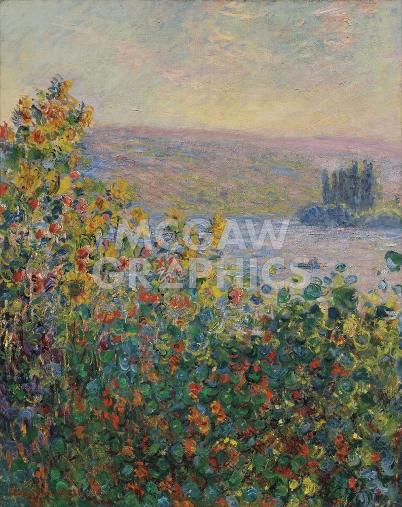 Flower Beds at Vetheuil 1881, Claude Oscar Monet, Wall Decor Art Print 14″ x 11″