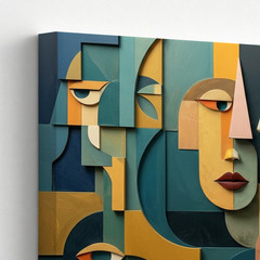 3 Pieces Abstract Geometric Faces Large Wall Art Set for Bedroom Set Of 3