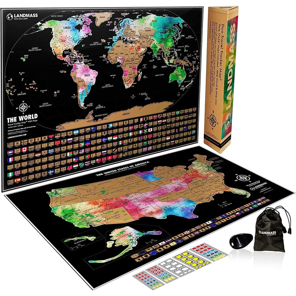 Scratch Off World Map Poster, Bonus USA Map , Track Your Travels with Flags, …
