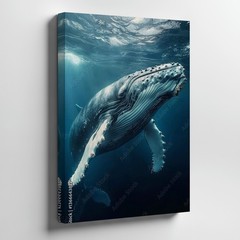 Humpback Whale Underwater Canvas Wall Art Ocean Marine Life Print Home Decor