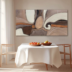 Neutral Earth-Tone Abstract Canvas Art with Gold Accents for Modern Decor 20×40