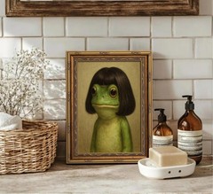 Funny Frog Wall Art Vintage Gold Frame Froge Wall Decor Interesting Animal Pi…
