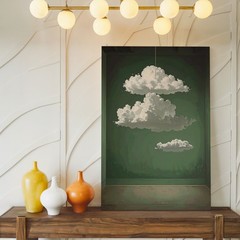 Wall Art Canvas a Minimalist Image with Two Fluffy White Clouds Suspended