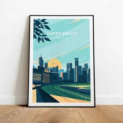 Hong Kong Happy Valley Traditional Travel poster Choose your Size