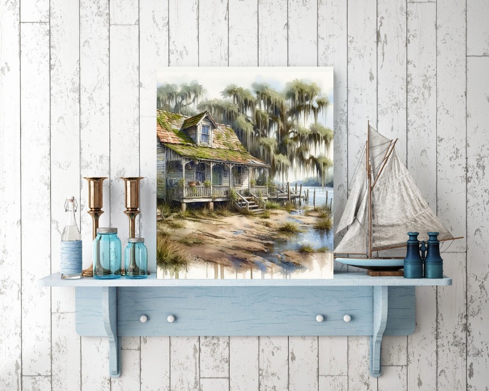 11×14 Living on the Bayou Kitchen Canvas Print Wall Art
