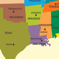 50 States and Capticals of United States Map of America Colorful Poster Map