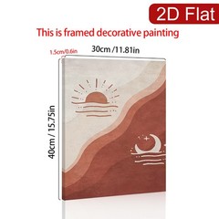 Canvas Art Framed Boho Sun Moon Wave Neutral Minimalist Home Wall Decor Gift
