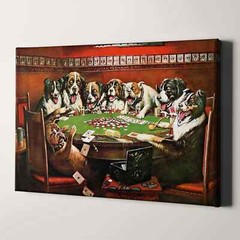 Dogs Playing Cards – Poker Sympathy CM Coolidge Canvas Print Wall Art