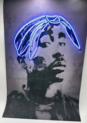 Canvas Neon Style 2Pac Poster Hip Hop Rapper Wall Art Print 40x60cm US SELLER