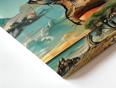 Wall Art Surreal Face Moon Ocean Landscape Canvas Print Dreamlike Modern Decor