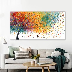 Trogonup Colorful Tree of Life Wall Art for Living Room Butterfly Plant Lands…