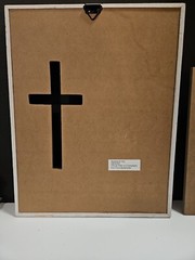 Pair Of Wooden Pictures Faith Wall Art 11″×14″ & 11″×11″ W/ Cutout Crosses EUC