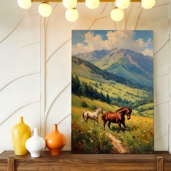 Wall Art Mountain Landscape Floral Garden Path Oil Painting Canvas Print Decor