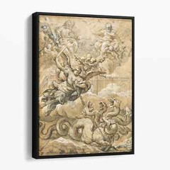 The Holy Trinity with Saint Michael Conquering the Dragon Canvas Wall Art Print