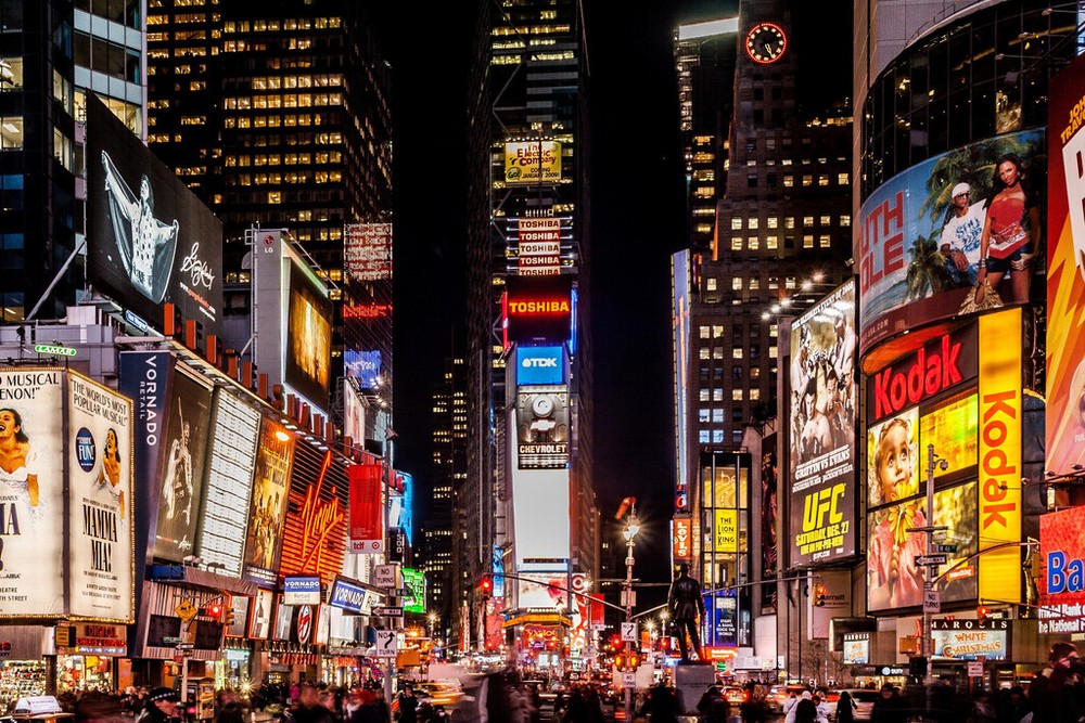 Times Square New York City NYC at Night Photo Art Print Poster 18×12