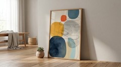 Modern Abstract Poster Organic Shapes Canvas Wall Art Contemporary Blue Print