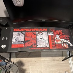 Superman Man of Steel Horizontal Poster Print, Red Black White Comics Theme