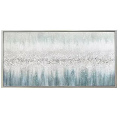 Silver Mist Textured Glitter Hand Painted Framed Canvas Wall Art, 24 In. X 48 In