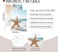 6 Pcs Coastal Poster Wall Art,Seaside Wave Beach Painting Picture Wall Decor,…