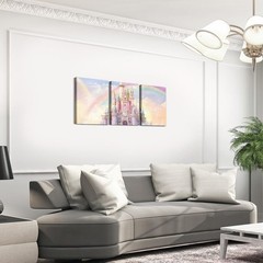 Castle Picture Wall Decor Glitter Castle Canvas Wall Art for Living Room Bedr…