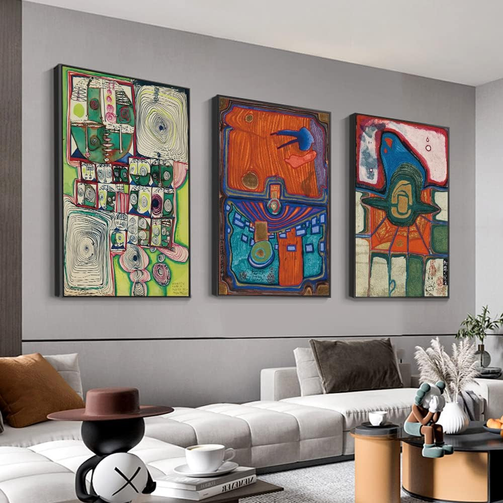 Large Aesthetic Abstract Canvas Art Set – 3 Piece Framed Wall Decor