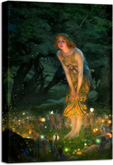 Canvas Print Wall Art Fairy Tale Midsummer Eve with a Girl and Elves by Edward R