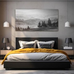Elegant 30×60 Inch Foggy Mountain Wall Art – Perfect for Living Room & Office