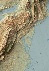 Appalachian Trail Map, Appalachian 2D Relief Map – 2D Flat Print
