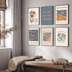 6 Mental Health Posters Bohemian Style Motivational Psychology Wall Decor Pic…