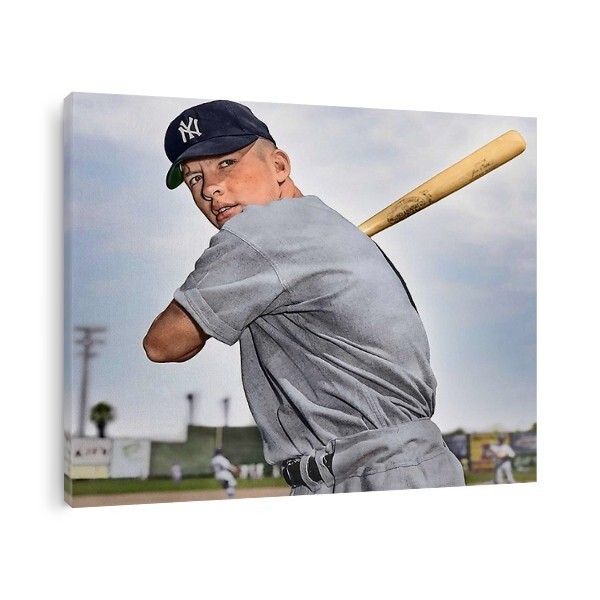 Mickey Mantle Rookie Colorized canvas wall art 8×12-Built-in hook-FREE SHIPPING