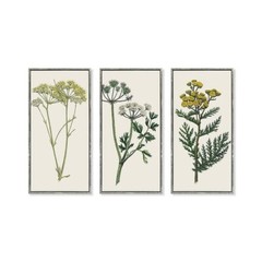3 Piece Floral Canvas print wall art framed 30in x 15in