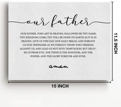 Framed Inspirational Canvas Wall Art – The Lord’s Prayer – 15×11.5 Inches