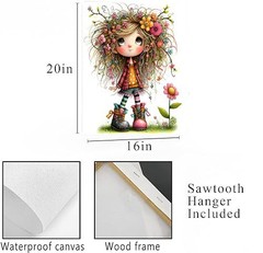 16×20 Quirky Flower Girl Canvas Print Wall Art