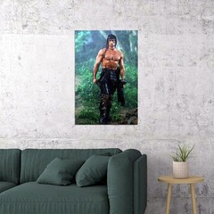 619946 John Rambo Raining Jungle Sylvester Stallone Wall Print Poster