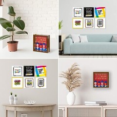 MOTIVATIONAL WALL ART PRINTS, SET OF 6 INSPIRATIONAL POSTERS + 6x6x2″ SHADOW BOX