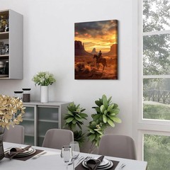 Western Cowboy Wall Art Sunset Wall Decor Desert Landscape Picture Canvas Prints