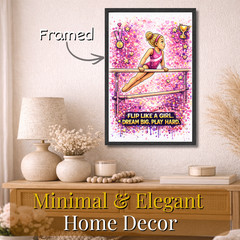 Gymnastics Wall Art for Girls Framed Poster Print 11×17 Gift for Kids Room