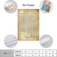 Vintage U.S. Declaration of Independence Constitution History Canvas Print Wall