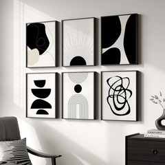 Stylish 11×14 Framed Black & White Abstract Wall Art Set – Waterproof Canvas
