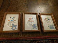 Lot 3 Vtg Framed & Cut out Mat TRAIN UP A CHILD Blessed are the Gentle Proverbs