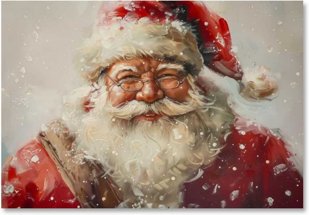 Vintage Christmas Canvas Wall Art Santa Claus Portrait Prints Poster Antique …