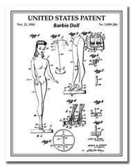 Barbie Doll Patent Print – 11×14 Patent Wall Art, Vintage Toy Blueprint, Barbie